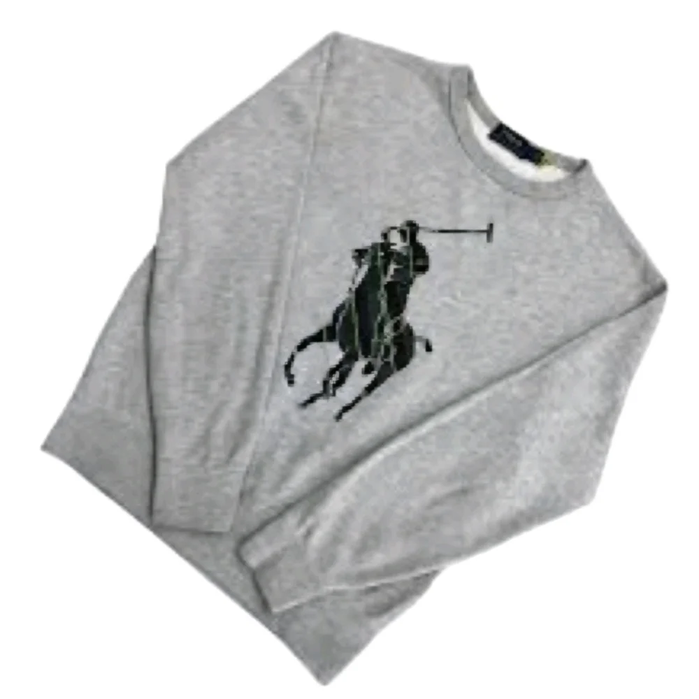 Polo Ralph Lauren Big Pony Logo Sweatshirt Grey Men's Medium (EUC) - Picture 3 of 5